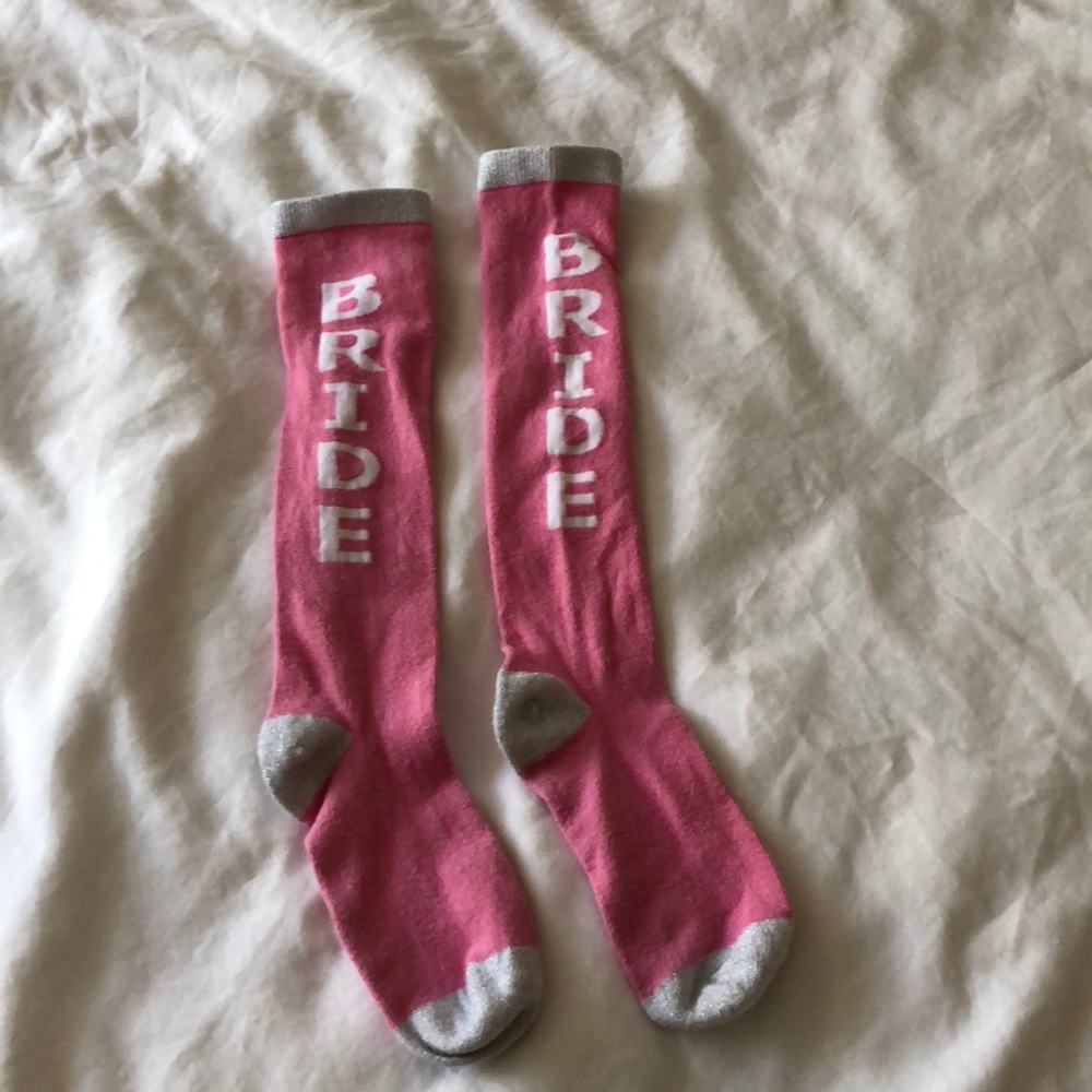Bride socks pink and silver